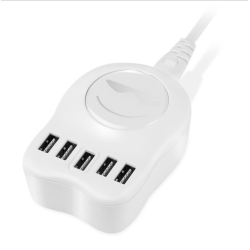DC 5V Max 3.1A Double-Side Plug-in Design USB Portable Charger Socket 1.5m Cable 5 USB DC 5V Max 3.1A Double-Side Plug-in Design USB Portable Charger Socket 1.5m Cable 5 USB