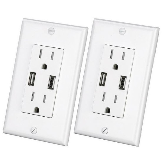 US Wall Socket 2 USB Outlets 2.4A/3.1A/4.2A Charger Socket Wall Socket Panel Switch