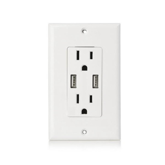 US Wall Socket 2 USB Outlets 2.4A/3.1A/4.2A Charger Socket Wall Socket Panel Switch