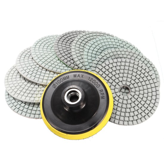 10pcs 4 Inch 30 to 3000 Grit Diamond Polishing Pads Set for Granite Concrete Marble