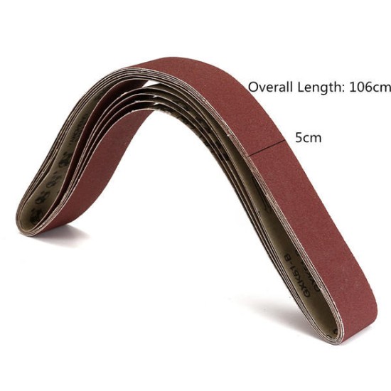 5pcs 5x106cm 100 Grit Alumina Sanding Belts Self Sharpening Oxide Abrasive Strips