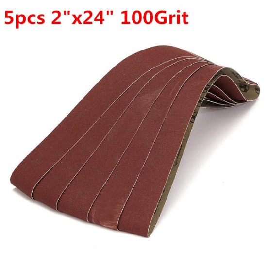 5pcs 5x106cm 100 Grit Alumina Sanding Belts Self Sharpening Oxide Abrasive Strips