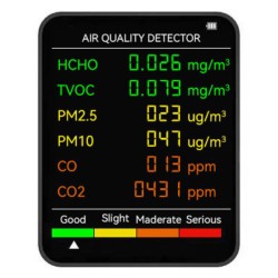 6 In 1 PM2.5 PM10 HCHO TVOC CO CO2 Monitor Multifunctional Air Quality Tester for Home Office Hotel 6 In 1 PM2.5 PM10 HCHO TVOC CO CO2 Monitor Multifunctional Air Quality Tester for Home Office Hotel