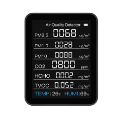 8 In 1 PM2.5 PM1.0 PM10 HCHO TVOC CO2 Temperature Humidity Tester One Machine with Three Screens Intelligent Air Quality Monitor 8 In 1 PM2.5 PM1.0 PM10 HCHO TVOC CO2 Temperature Humidity Tester One Machine with Three Screens Intelligent Air Quality Monitor