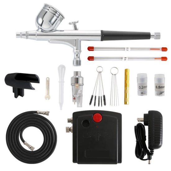 TC-100 Mini Air Pump Airbrush Set with Compressor 0.3mm Sprayer Airbrush Kit for Nail Airbrush for Model/Cake/Car Painting