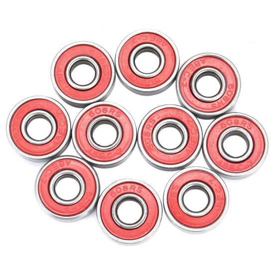 10pcs ABEC-7 Red Sealed Deep Groove Skateboard Ball Bearing 608RS 9x22x6mm Ball Bearing