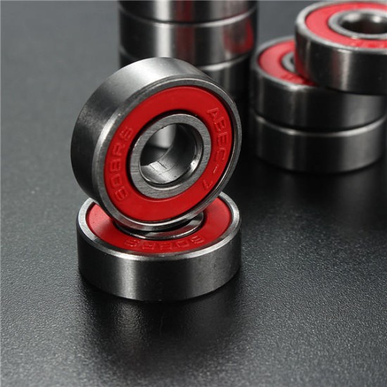 10pcs ABEC-7 Red Sealed Deep Groove Skateboard Ball Bearing 608RS 9x22x6mm Ball Bearing