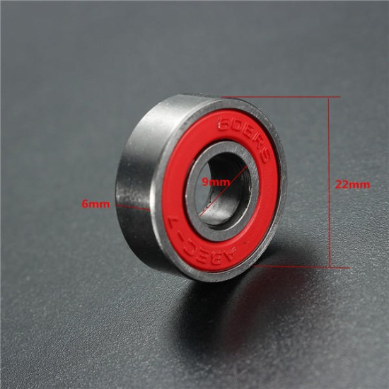 10pcs ABEC-7 Red Sealed Deep Groove Skateboard Ball Bearing 608RS 9x22x6mm Ball Bearing