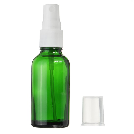 15/30/50ml Mini Green Spray Bottle Sprayer Refillable Container w/ Drop & Spray for Aromatherapy Perfume Essential Oi Travel