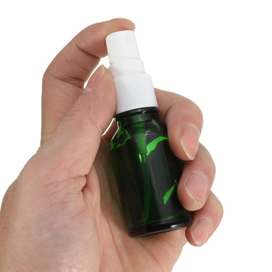 15/30/50ml Mini Green Spray Bottle Sprayer Refillable Container w/ Drop & Spray for Aromatherapy Perfume Essential Oi Travel