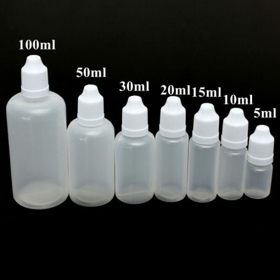 1pcs 5-100ml Empty Plastic Squeezable Eye Liquid Dropper Bottles