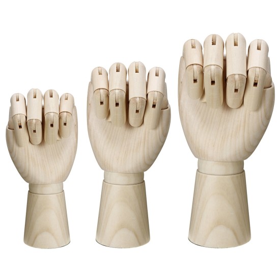 7/8/10/12 Inch Wooden Hand Body Artist Medical Model Flexible Jointed Wood Sculpture DIY Education