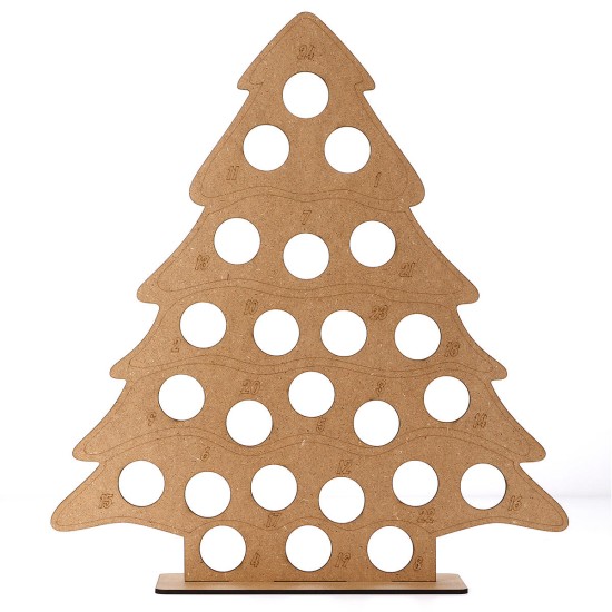 MDF Wooden Christmas Advent Calendar Christmas Tree Decoration Fits 24 Circular Chocolates Candy Stand Rack