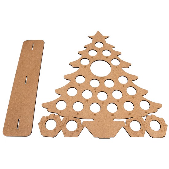 Wooden Christmas Advent Calendar Christmas Tree Decoration Fits 25 Circular Chocolates Candy Stand Rack