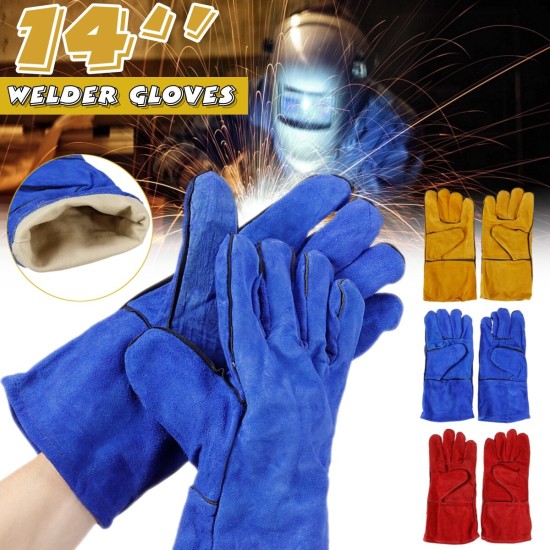 2PCS 14inch Heavy Duty Gardening Welder Gloves Men Women Thorn Proof Non-Slippery Leather Work