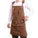Durable Work Apron Heavy Duty Waxed Unisex Canvas Work Apron with Tool Pockets Cross-Back Straps Adjustable For Woodworking Painting