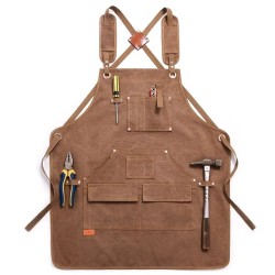 Durable Work Apron Heavy Duty Waxed Unisex Canvas Work Apron with Tool Pockets Cross-Back Straps Adjustable For Woodworking Painting Durable Work Apron Heavy Duty Waxed Unisex Canvas Work Apron with Tool Pockets Cross-Back Straps Adjustable For Woodworking Painting