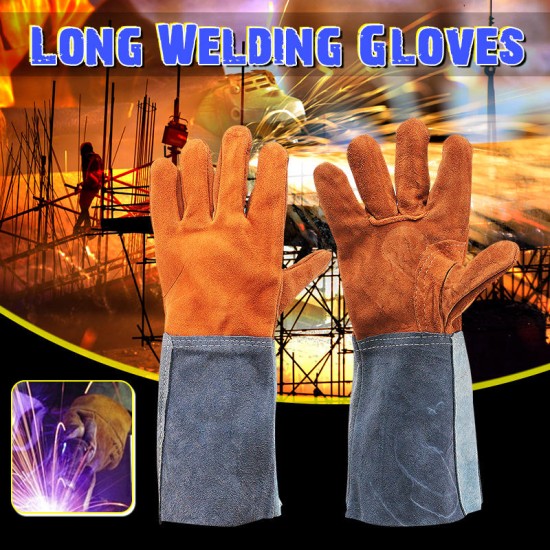 Welding Gloves Welders Work Soft Cowhide Leather Plus Gloves for Protecting Hand Tool