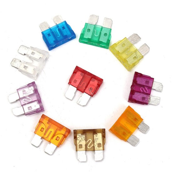 50Pcs 3A-40A Colour Medium Blade Fuses Assortment Kit -10 Sizes