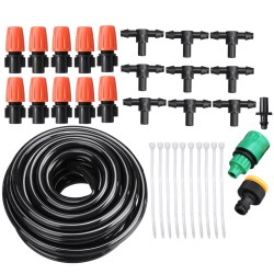 Adjustable Water Misting Cooling Irrigation System Kit Tubing Hose 5M/8M/10M/15M/20M/25M with Mist Nozzle Sprinkler Adjustable Water Misting Cooling Irrigation System Kit Tubing Hose 5M/8M/10M/15M/20M/25M with Mist Nozzle Sprinkler