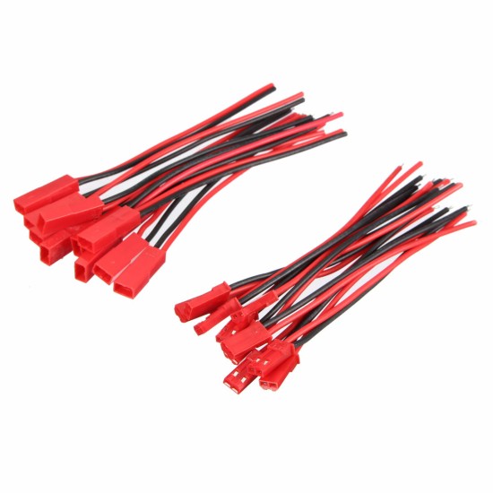 10 Pairs 2 Pins JST Male & Female Connectors Plug Cable Wire Line 110mm Red