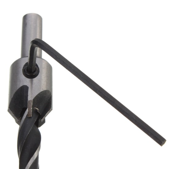 7pcs 5 Flute Countersink Drill Bit Set 3-10mm Carpentry Reamer Steel Woodworking Chamfer