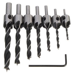 7pcs 5 Flute Countersink Drill Bit Set 3-10mm Carpentry Reamer Steel Woodworking Chamfer 7pcs 5 Flute Countersink Drill Bit Set 3-10mm Carpentry Reamer Steel Woodworking Chamfer