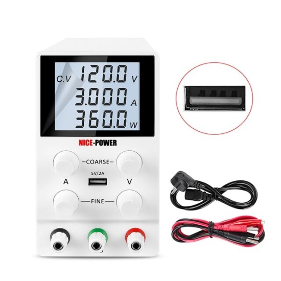 0-120V 0-3A Adjustable Lab Switching Power Supply DC Laboratory Voltage Regulated Bench Digital Display DC12V Power Supply Maintain