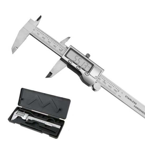 150mm 6 inch LCD Digital Stainless Caliper Guage Metric Conversion & Zero Buttons