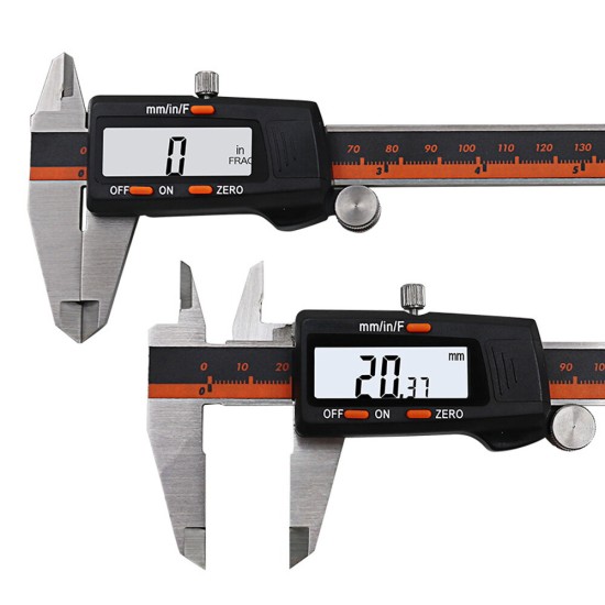 150mm Stainless Steel LCD Screen Display Digital Caliper 6 Inch Fraction / MM / Inch High Prec