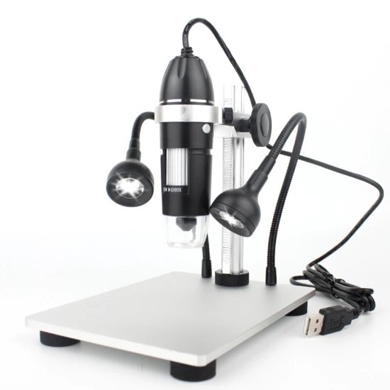 1000X/1600X Digital Microscope USB Electronic Endoscope Zoom Camera Magnifier With LED Aluminum Lift Stand for Android IOS PC