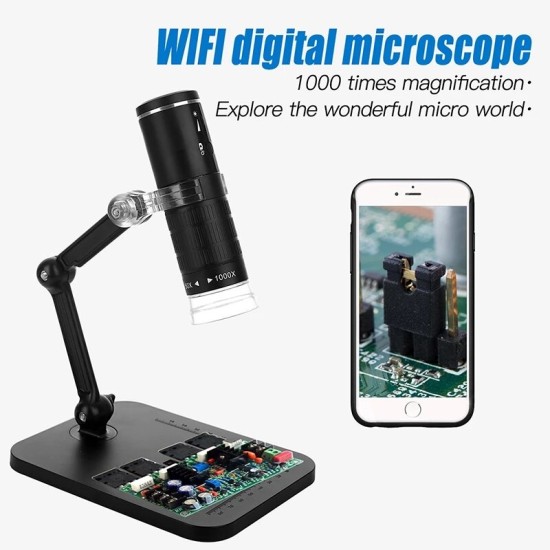 50X-1000X Wireless Digital Microscope Handheld USB HD Inspection Camera with Flexible Stand for Phone PC