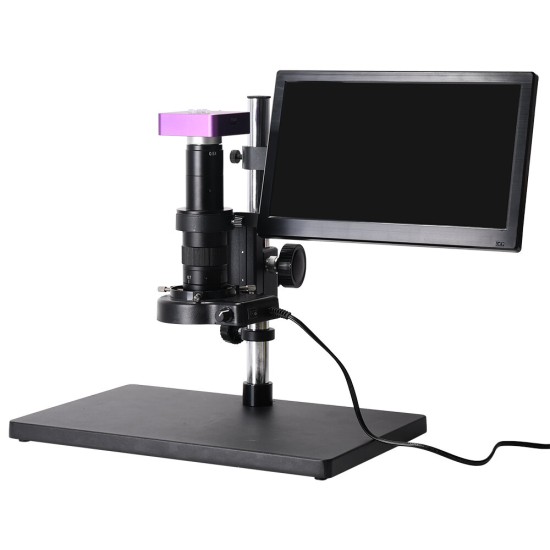 51MP 1080P 60FPS HDMI USB Digital Industrial Video Microscope Camera 180X C-MOUNT Lens with 11.6inch LCD Screen for Phone PCB Soldering