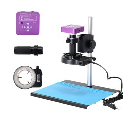 51MP Industrial Digital Video Microscope Camera + 130X C- Mount Lens 56 LED Ring Light + Stand for PCB Repair 51MP Industrial Digital Video Microscope Camera + 130X C- Mount Lens 56 LED Ring Light + Stand for PCB Repair