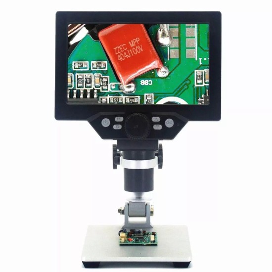 G1200 Digital Microscope 12MP 7inch Large Color Screen Large Base LCD Display 1-1200X Amplification Magnifier with Aluminum Alloy Stand Power Supply