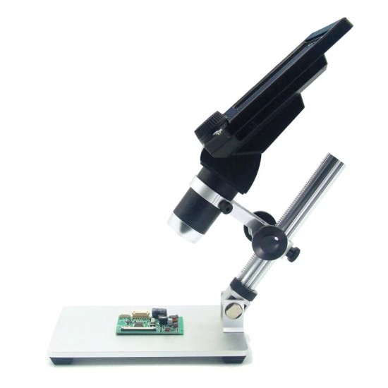 G1200 Digital Microscope 12MP 7inch Large Color Screen Large Base LCD Display 1-1200X Amplification Magnifier with Aluminum Alloy Stand Power Supply