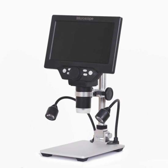 G1200D Digital Microscope 12MP 7 Inch Large Color Screen Large Base LCD Display 1-1200X Continuous with Light