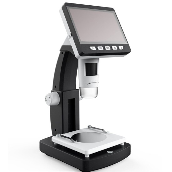 G710 1000X 4.3inch HD 1080P Portable Desktop LCD Digital Microscope 2048*1536 Resolution Object Stage Height Adjustable Support 10 Languages 8LED