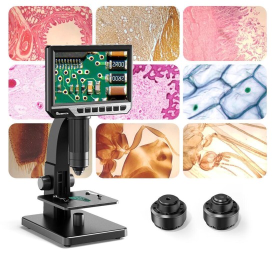 MT315 2000X Dual Lens Digital Microscope 7inch HD IPS Large Screen Multiple Lens for Circuit/Cells Observation Up&Down Light Source Support Computer