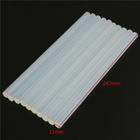 10pcs 11mm x 247mm EVA Clear Hot Melt Glue Adhesive Sticks For Glue Gun