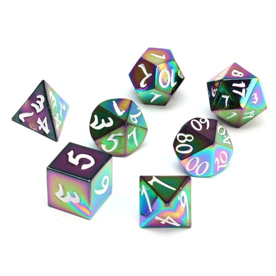 7Pcs Antique Metal Polyhedral Dices Set Role Playing Game Gadget With Bag