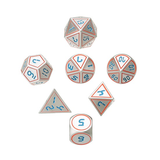 7Pcs Double Color Polyhedral Metal Game Dices Kit Children Digital Education Number Dices Entertianment Game Props For DnD TPRG