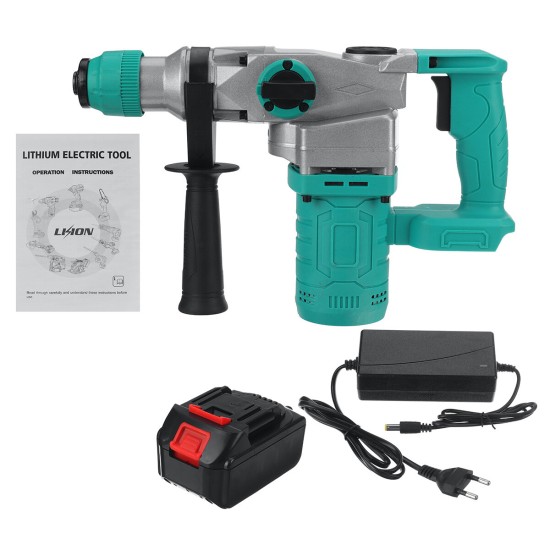 Brushless Cordless Electric Hammer Drill Wood Concrete Wall Drilling Slotting Tool W/ None or 1pc Battery