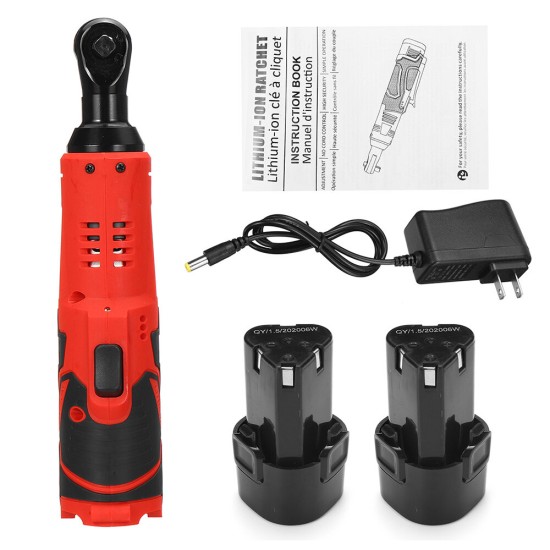 12V 4000mAh Electric Ratchet Wrench With LED Light 90° Angle Wrench Tool W/ 1/2pcs Battery