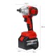 288VF Brushless Cordless Electric Wrench 520N.m 0-3000RPM Power Tool W/ 1pc Battery