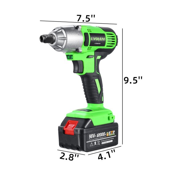 98VF Brushless Impact Wrench 320N.m Electric Cordless Rechargeable Driver Woodworking Tools