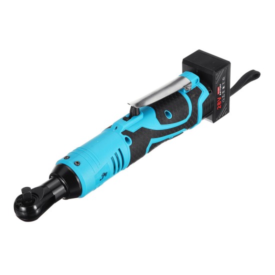 Portable 28V Cordless Rechargeable Ratchet Wrench 3/8 Inch Electric Right Angle Wrench 60N.m W/ 2 Batteries