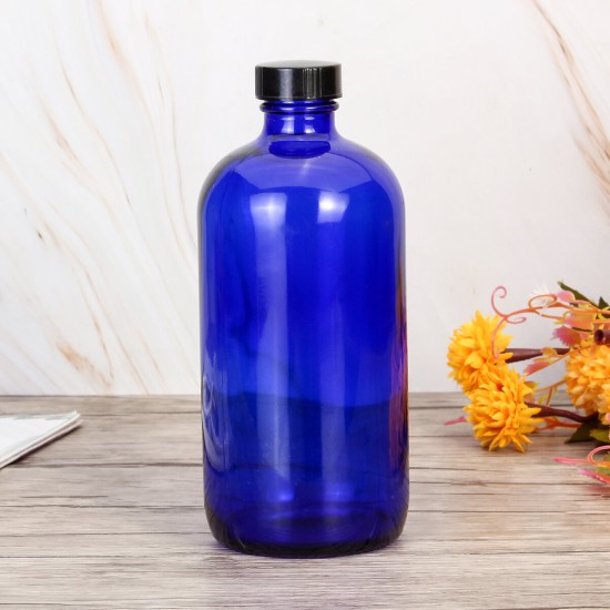 250ml/500ml Blue Glass Bottle With Pump Cap Water Sprayer Essential Oil Bottle