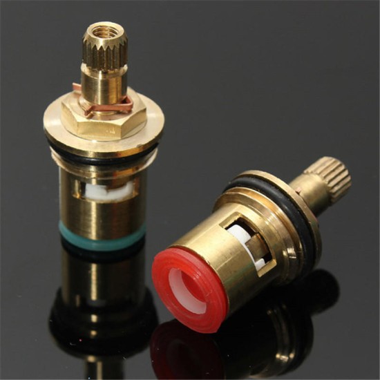 2pcs 1/2 inch Quarter Turn Tap Valve Cartridge Brass Ceramic Disc Hot Cold Replace