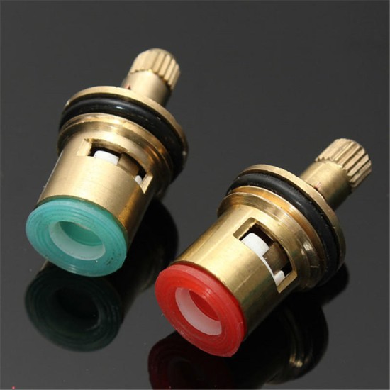 2pcs 1/2 inch Quarter Turn Tap Valve Cartridge Brass Ceramic Disc Hot Cold Replace